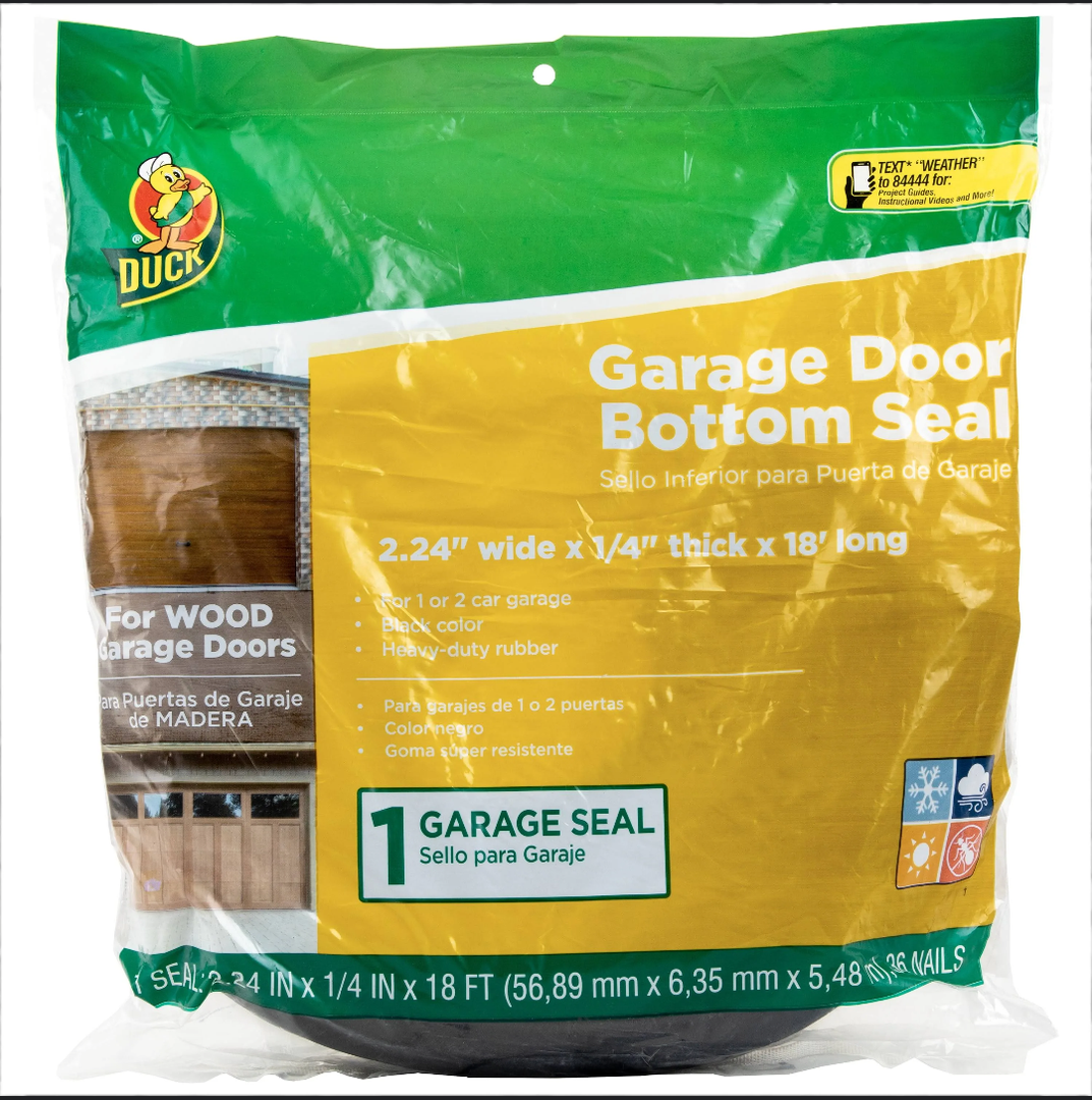 Duck Brand Black Garage Door Bottom Weather Stripping Seal for 2 Car Garage