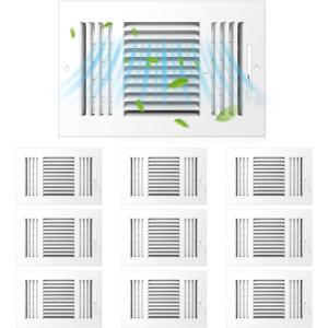 Zonon Air Ceiling Vent Covers 3 Way 10" x 6'' Sidewall Wall Ceiling Register Air Conditioner Vent Cover Solid Steel HVAC for Home, Bathroom, Office, Toilet (White) 10 Pack