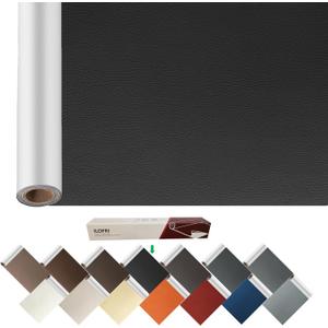 ILOFRI Leather Repair Patch 60x17 inch, Self Adhesive Cuttable Tape for Furniture, Vinyl Repair Kit for Car Seats, Chair, Upholstery, Couch, Sofa, Boat Seats - Dark Black
