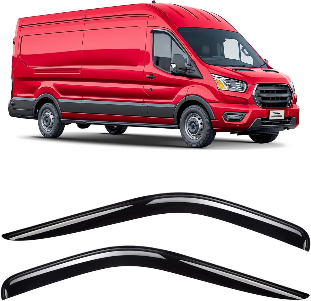 Voron Glass Tape-on Extra Durable Rain Guards for Ford Transit 2014-2025, Window Deflectors, Vent Window Visors, 2 Pieces - 110202