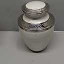 Liliane Memorials White Funeral Urn Cremation Urn for Human Ashes - Hand Made in Brass - Suitable for Cemetery Burial or Niche- Large Size fits Remains of Adults up to 200 lbs- Petals White Model