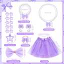 16 Pieces Tutu Dress Up Set for Girls 3-8 Years, Princess Costume with Hair Accessories Set (Purple)