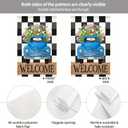 Garden Flag 12x18 Double-Sided Spring Decoration Vintage Blue Truck with Colorful Flowers, Welcome Checkered Backdrop Sign for Seasonal Yard and Outdoor Dcor