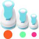 Chengu 3 Pack Craft Paper Punch Circle 2, 1 and 5/8 Inch Punch Paper Punchers Round with 10 Pcs Sticker, Cutter Blue for Card Making Scrapbook DIY Albums Photos Office Supplies