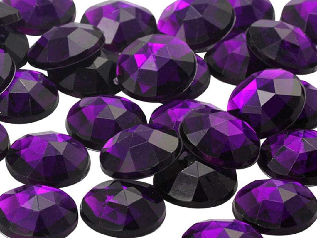 25mm Purple Amethyst .NAT02 Flat Back Round Acrylic Rhinestones Plastic Circle Gems for Costume Making Cosplay Jewels Pro Grade Embelishments - 20 Pieces (Amethyst)