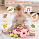 Baby Toys 6-12 Months, Crawling Musical Baby Toy with Obstacle Avoidance, Lights & Music, Interactive Tummy Time Learning Toy with Animal Sounds, English Spanish Developmental Gift for Boys & Girls