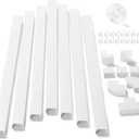 126in Cord Hider Kit, ZhiYo Wire Hiders for TV on Wall, Paintable Cable Management Kit, Wire Cover for Wall Mount TV, White Cable Raceway, Cord Cover Wire Management Kit, 8 x L15.7in W1.18in H0.67in