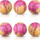 6 Pcs Ice Cream Drip Baseball Ball, 9 Inch Standard Size Unmarked Practice Baseball Training Ball for Youth and Adult Season Rewards, Pitching, Hitting, Batting, Fielding, Team Gift (Pink)