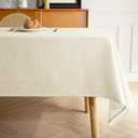 MikiUp Faux Linen Tablecloth - Slubby Textured Weaves Table Cloth for Rectangle Tables, Wrinkle Free Washable Fabric Table Cover for Dining, Farmhouse, Beige 60 x 84 Inch