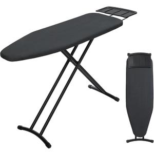 Ironing Board 48x15, Wide Heavy Duty Full Size Iron Board with Retractable Iron Rest, BlissBoard Sturdy Frame with Ultra Thick Padding, Heat-Resistant Cover, Height-Adjustable (Black)