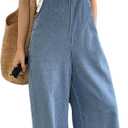 RoseSeek Women's One Piece Sleeveless Wide Leg Denim Jumpsuit Y2K Casual Bow Backless Loose Jean Overalls Dark Wash X-Large