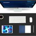 K KNODEL Large Office Leather Desk Mat, Mouse and Keyboard Pad, Computer and Laptop Mat, Desktop Protector and Cover, Writing Pad and Blotter (31.5"x15.7", Black)