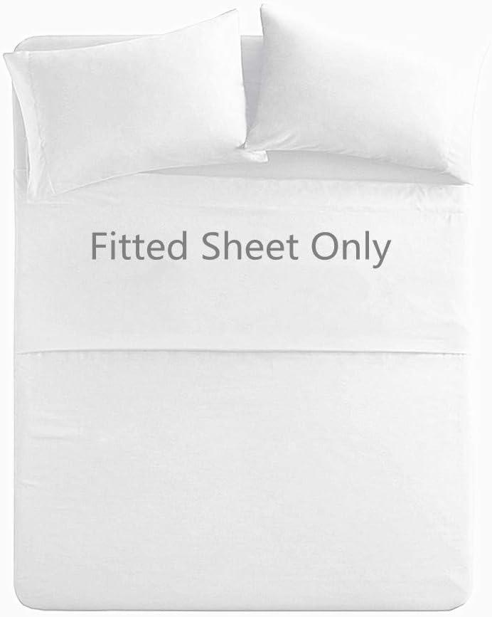 King Size Premium Cotton Fitted Sheet Only - 300 Thread Count Pure Natural Cotton Fabric - 13" Deep Pocket,Breathable,Ultra Soft & Silky (King,White)
