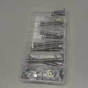 Swpeet 80Pcs 5 Sizes 1/4", 5/16", 3/8", Carriage Bolts Screws Nut Washer Assortment Kit, 304 Stainless Steel Round Head Square Neck Screws, Full Thread Carriage Bolts, Hex Nuts, Flat/Lock Washers