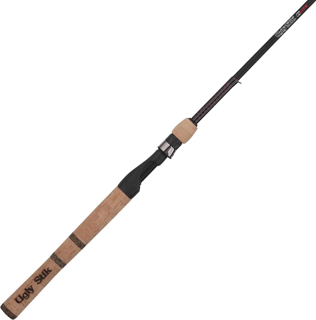 Ugly Stik 6’ Elite Spinning Rod, Two-Piece, 6-14lb Line Rating, Medium Power, Fast Action, 1/ 4-5/ 8 oz. Lure Rating