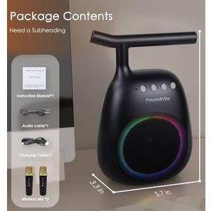 Karaoke Machine for kids Adults Portable Bluetooth Speaker with 2 Wireless Microphones LED lights Artistic Design 8-Hour Battery Support Family&party choice Fun for all ages Gifts