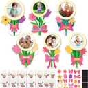 30 Sets Mother's Day Flowers Picture Frame Magnet Craft Kit, DIY Mom Photo Frame Crafts Make Your Own Frame Kit with Adhesive Dots and Renderings for Kid Mothers Day Gift Classroom Activities