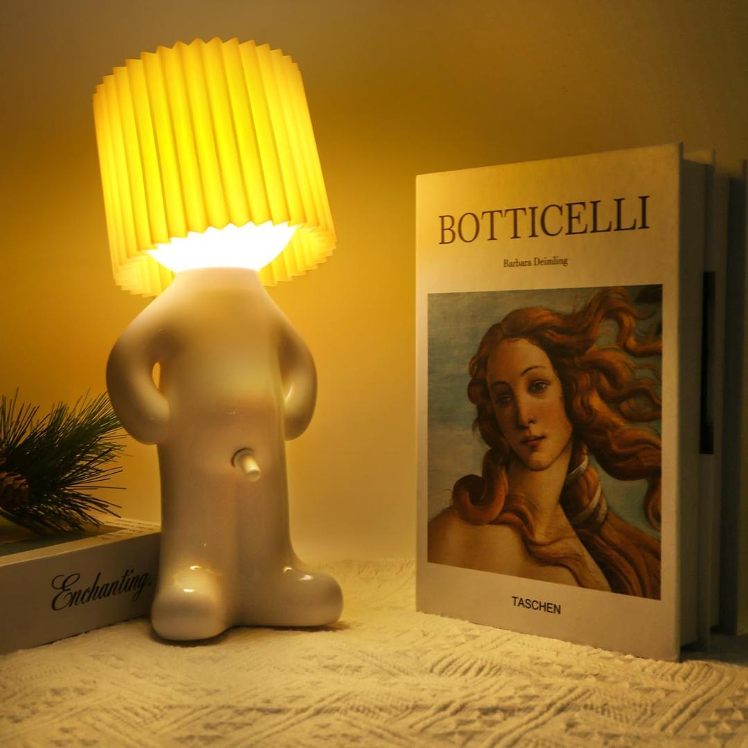 White Elephant Gifts Table Lamp, Rechargeable Funny Shy Boy Bedside Night Light Sense of Humor Gag Gift for Adults Mother Women Wife Girlfriend Birthday Valentine Day Him Her (Type C)
