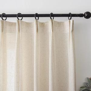 90 Inch Curtains Sheer Faux Linen Neutral, Custom Long Natural Light Filtering 2 Panels Set, Cream Beige Farmhouse Drapes for Living Room, DIY Pinch Pleat Sliding Glass Door Curtain