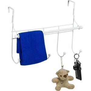 Furinno Yijin Back Door Hanging Hooks, Over the Door Hooks, Towel Rack, Door Hanger, Coat Rack for Hanging Clothes, White