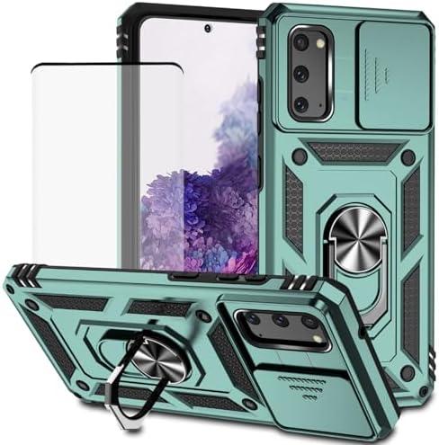 Yodueiv for Galaxy S20 5G Case, Samsung S20 SM-G981U Case with Tempered Glass Screen Protector and Slide Camera Cover, Magnetic Ring Car Mount Holder Protective Cover for Samsung Galaxy S20 5G Green