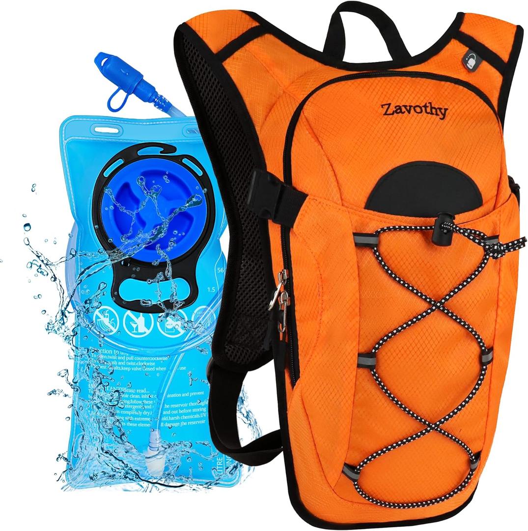 Zavothy Hydration Backpack with 2L Hydration Bladder Water Backpack for Hiking Hydration Pack for Running Cycling Hiking (Orange)