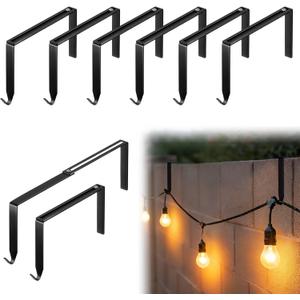 Frienda 6 Pcs Adjustable Outdoor Light String Metal Hooks for 6-11 Inch Concrete Wall Cinder Block Fence Hangers Outdoor Light String Hooks No Drill for Concrete Wall Cinder Block and Fence(Black)