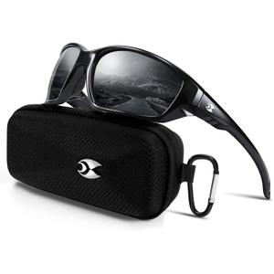 Suoso Sports Polarized Sunglasses for Men: Women's UV400 Protection Sun Glasses Wrap Around Goggles for Fishing Driving TR90 (C02-black)