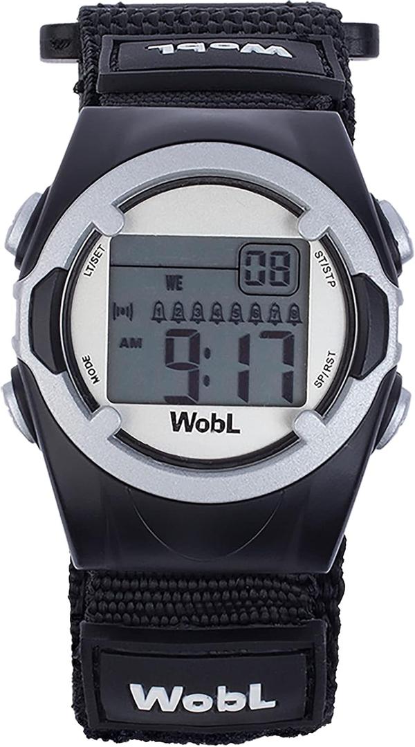 WobL Vibrating 8-Alarm & Repeating Countdown Timer Watch, Medication/Sports/Meetings/Potty, BlackWobL (Black) Vibrating Reminder Watch | 8 Alarm