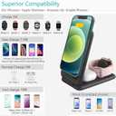 elec Space Wireless Charger, 3 in 1 Qi-Certified Folding Fast Wireless Charging Station for iPhone 14/13/12/11/X/XR/Xs Max, Apple Watch Series and Airpods, Compatible with Samsung S22/S21 (Black)