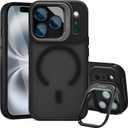 Magnetic for iPhone 17 Pro Max Case(Compatible with MagSafe) Camera Lens Protector & Kickstand, Military Shockproof Slim Phone Cover Anti-Scratch, Anti-Yellowing, Drop Protection Black