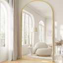 Oversized Full Length Mirror, 40"x80" Large Arched Floor Mirror Full Length with Stand, Room Decor Big Full Body Mirror with HD Tempered Glass Aluminum Frame for Bedroom Living Room, Gold