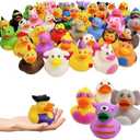 Chochkees Assorted Rubber Ducks Toy Duckies for Kids and Toddlers, Bath Birthday Baby Showers Classroom, Summer Beach and Pool Activity, 2" Inches (25-Pack)