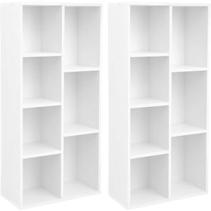 VASAGLE Set of 2 Bookcases, Bookshelves, 7 Compartments, Freestanding Shelves and Cube Organizers, Display Shelves for Small Spaces, for Living Room, Bedroom, and Home Office, Cloud White ULBC27WT-2