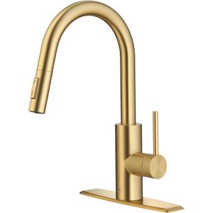KRAUS Oletto Single Handle Pull Down Kitchen Faucet with QuickDock Top Mount Installation Assembly in Spot-Free Brushed Brass, KPF-2620BB