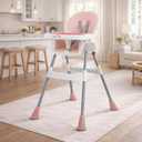 Dream On Me TableTalk 2-in-1 High Chair for Baby & Toddler Convertible High Chair to Junior Chair, Removable Padded Seat, Dual Dishwasher-Safe Trays, Styrdy Steel Frame, Quick Folding Design Pink