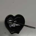 Heart-shaped Coffee Spoon Rest, Mini Coffee Spoon Holder, Small Ceramic Spoon Rest for Coffee Stirrers, Teaspoon, Bar Spoon, Coffee Bar Accessories, Coffee Station (Ture black+black Spoon)