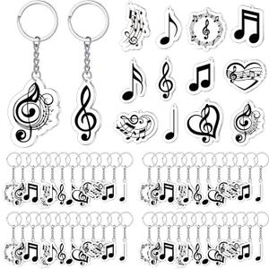 Sasylvia 60 Pcs Musical Note Key Chain Acrylic Music Keychain Musical Party Favors Choir Gifts Clef Key Ring Trinket Keyfob for Students Music Theme Party Decoration Supplies