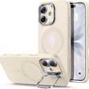 ESR Silicone Case for iPhone 17, Built-in Camera Stash Stand Compatible with MagSafe, Military-Grade Drop Protection Magnetic Phone Case for iPhone 17, Cloud Series, Beige