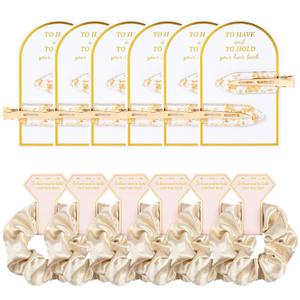12 PCS Soft GoldSilk Satin Hair Accessories - Scrunchies, Hair Clips for Bridal Shower Gifts, Wedding Favors for Women and Girls