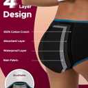 INNERSY Period Underwear for Women Teens Leak-Proof Menstrual Cotton Protective Hipster Panties 3-Pack (Black, L)