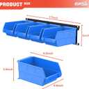 TORACK Wall-Mounted Storage Bins, 16 Plastic Bins for Tools Organization in Garage, Craft Room, and Shop(4-Pack, Blue)