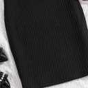 SOLY HUX Girl's Cold Shoulder Ruffle Short Sleeve Bodycon Mini Dress Ribbed Knit Party Dress Pure Black 13-14Y