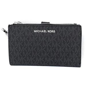 Michael Kors Women's Jet Set Travel Double Zip Wristlet, Black/Silver Hardware, Medium