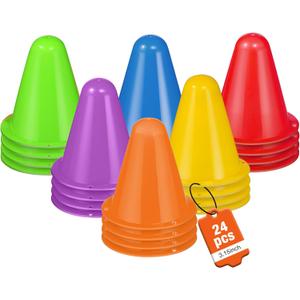 3.15 Inch 24 Pack Mini Sports Cones,Portable Small Cones
Mini Plastic Cones for Agility & Footwork Practice,Roller Skating and Skate Practice,Team Activities,Classroom Activities
