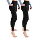 Leafigure 2 Pack Leggings with Pockets for Women, High Waisted Soft Leggings for Yoga Gym Small/Medium