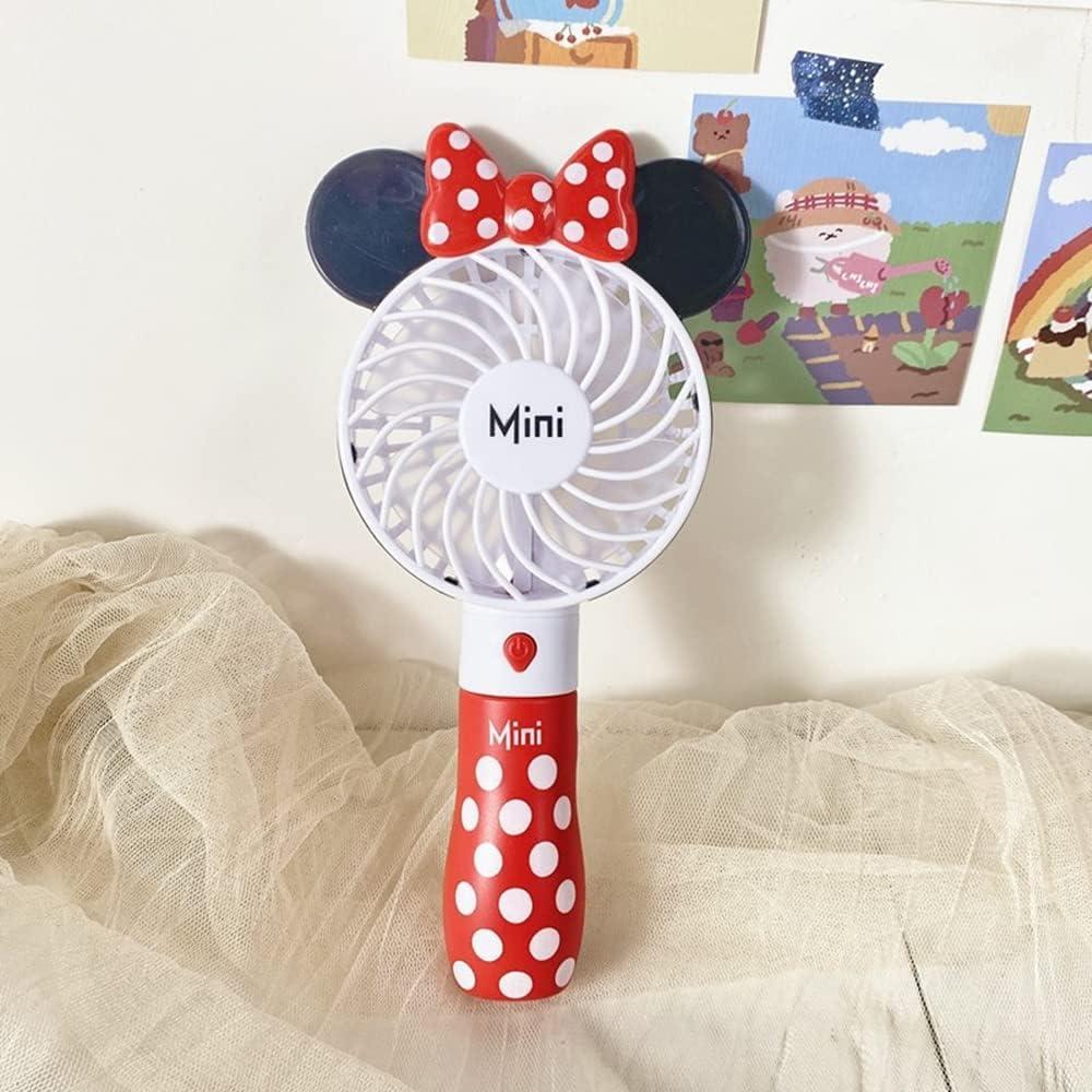 Kbinter Cute Personal Mini Fan, Handheld & Portable USB Rechargeable 1 Speed USB Fans with Colorful LED Light Adjustable, for Indoor Or Outdoor Activities, Cute Mouse