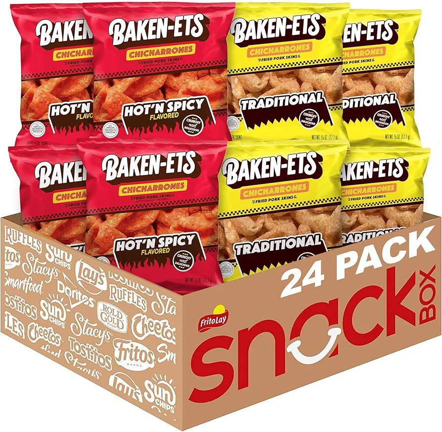 Baken-Ets Pork Rinds, Variety Pack, 0.625 Ounce (Pack of 24)m Best By Oct 07 2025