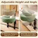 Massage Headrest for Bed with 2 Pillowcases Home Mattress Top Adjustable Massage Table Head Holder for Professional and Home Use with 2 Pack of Removable & Washable Pillowcases (Green & Light Pink)