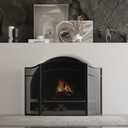 Lizh Metalwork 3 Panels Fireplace Screen with Arch Frame Simple Design 48"(L) x 29"(H),Black